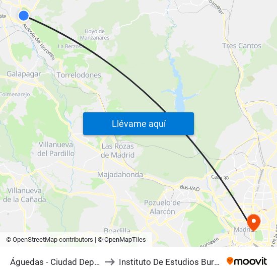 Águedas - Ciudad Deportiva to Instituto De Estudios Bursátiles map