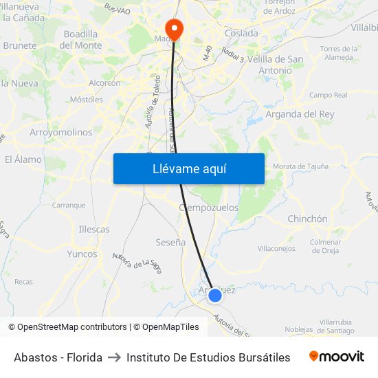 Abastos - Florida to Instituto De Estudios Bursátiles map