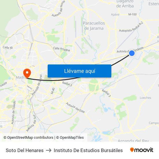 Soto Del Henares to Instituto De Estudios Bursátiles map