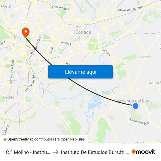C.º Molino - Instituto to Instituto De Estudios Bursátiles map