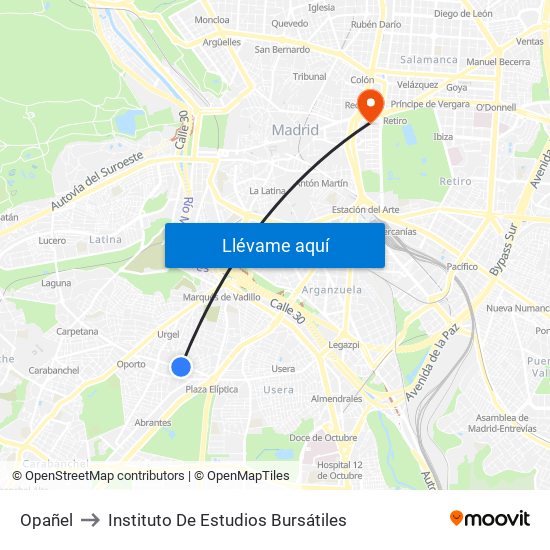 Opañel to Instituto De Estudios Bursátiles map