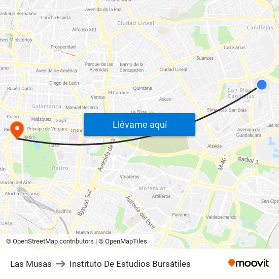 Las Musas to Instituto De Estudios Bursátiles map