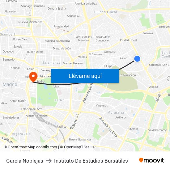 García Noblejas to Instituto De Estudios Bursátiles map