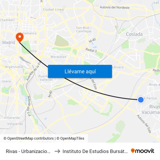Rivas - Urbanizaciones to Instituto De Estudios Bursátiles map