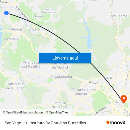 San Yago to Instituto De Estudios Bursátiles map