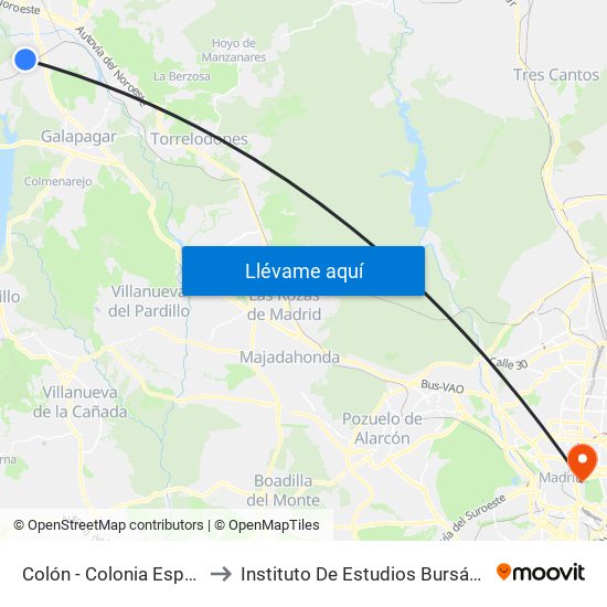 Colón - Colonia España to Instituto De Estudios Bursátiles map