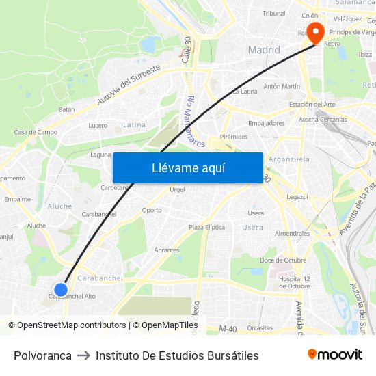 Polvoranca to Instituto De Estudios Bursátiles map