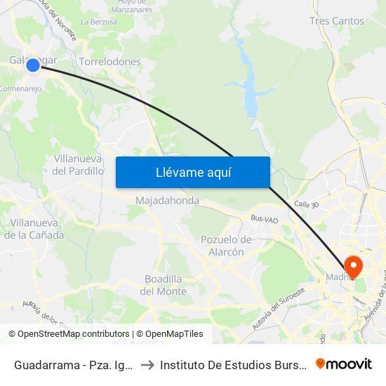 Guadarrama - Pza. Iglesia to Instituto De Estudios Bursátiles map