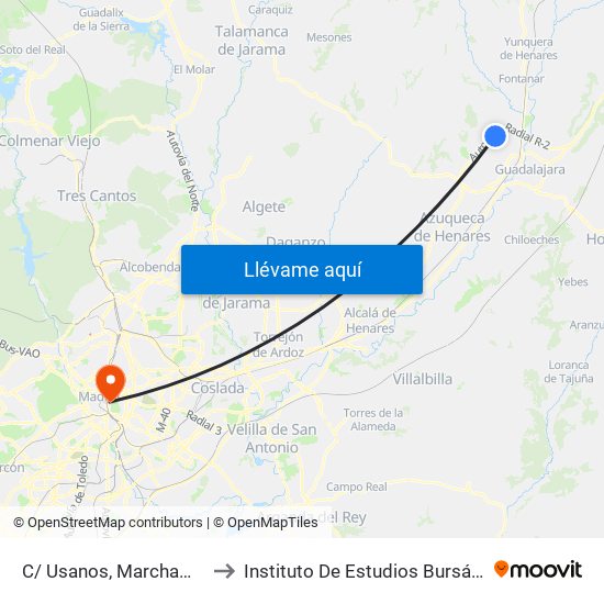 C/ Usanos, Marchamalo to Instituto De Estudios Bursátiles map