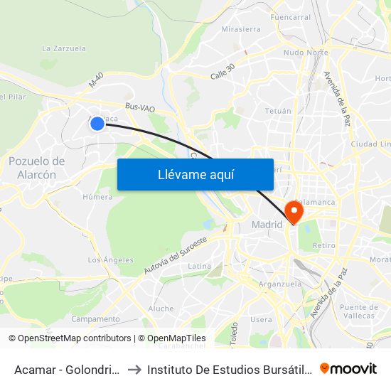 Acamar - Golondrina to Instituto De Estudios Bursátiles map