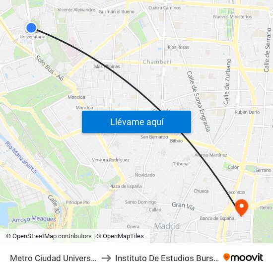 Metro Ciudad Universitaria to Instituto De Estudios Bursátiles map