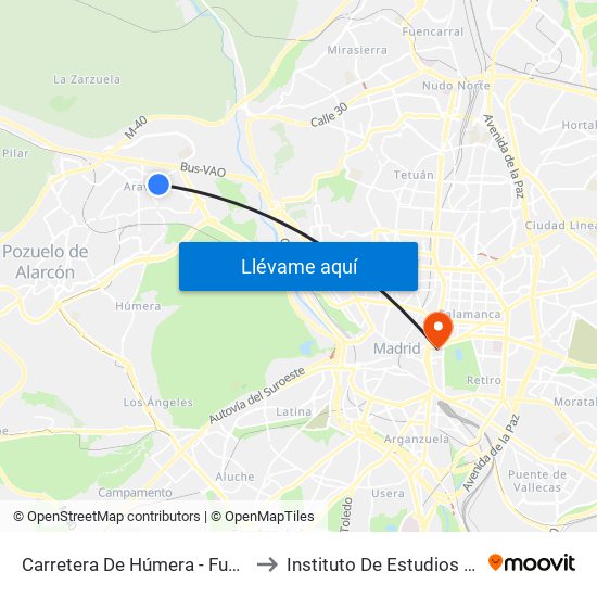 Carretera De Húmera - Fuente Del Rey to Instituto De Estudios Bursátiles map