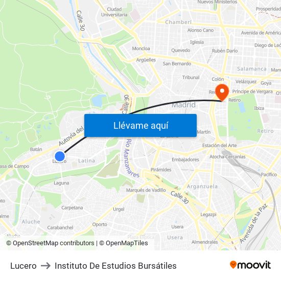 Lucero to Instituto De Estudios Bursátiles map