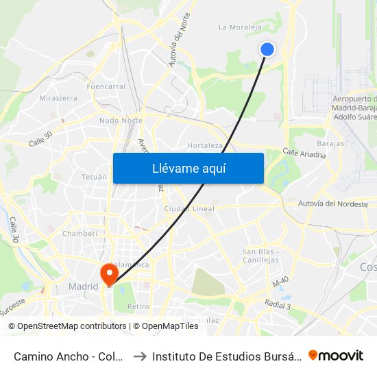 Camino Ancho - Colegio to Instituto De Estudios Bursátiles map