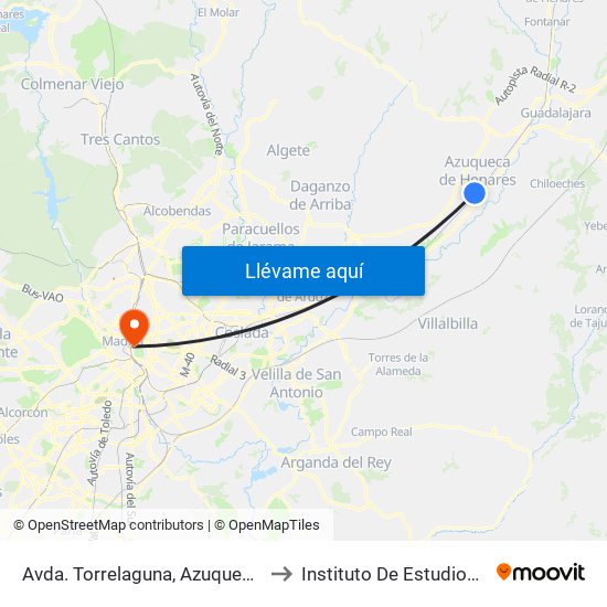 Avda. Torrelaguna, Azuqueca De Henares to Instituto De Estudios Bursátiles map