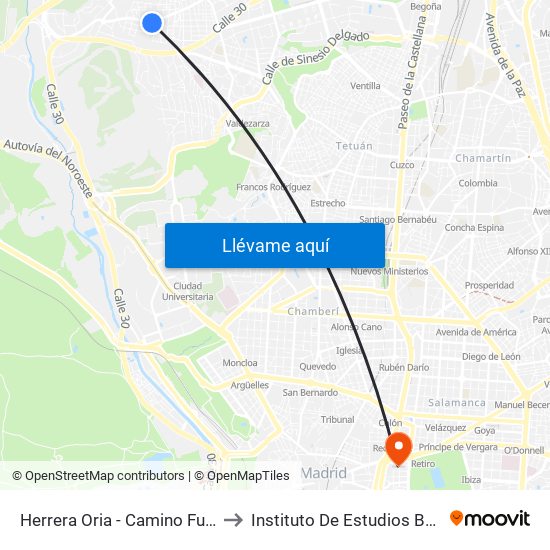 Herrera Oria - Camino Fuencarral to Instituto De Estudios Bursátiles map