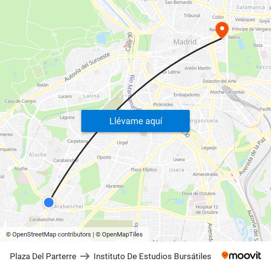 Plaza Del Parterre to Instituto De Estudios Bursátiles map