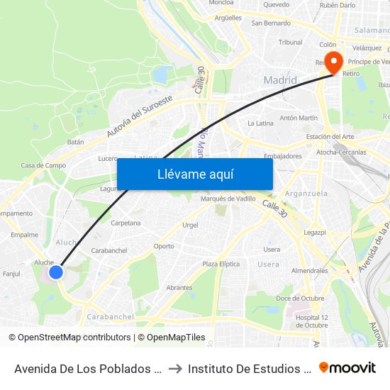 Avenida De Los Poblados - Comisaria to Instituto De Estudios Bursátiles map