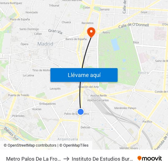 Metro Palos De La Frontera to Instituto De Estudios Bursátiles map
