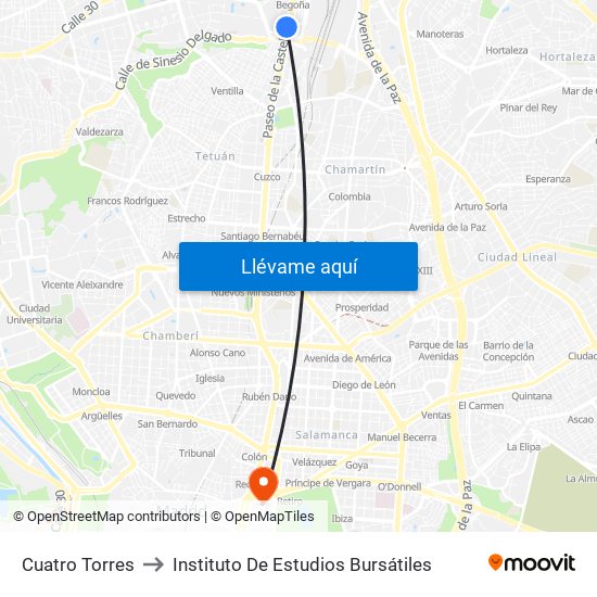 Cuatro Torres to Instituto De Estudios Bursátiles map