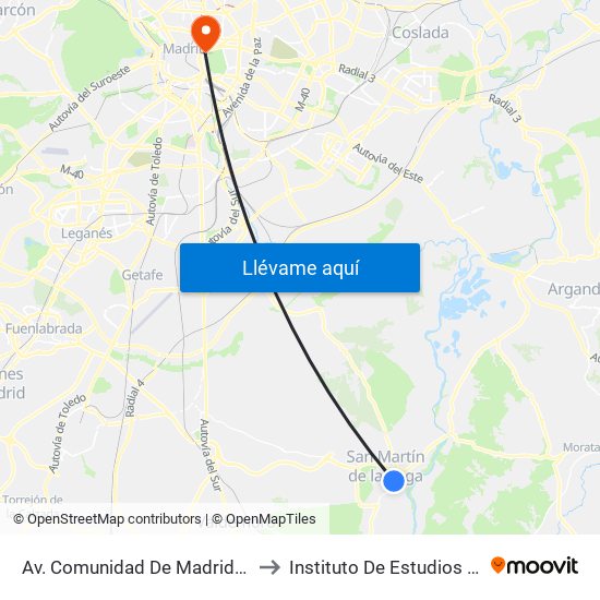 Av. Comunidad De Madrid - Ave María to Instituto De Estudios Bursátiles map