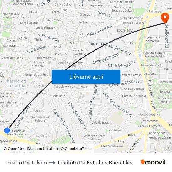 Puerta De Toledo to Instituto De Estudios Bursátiles map