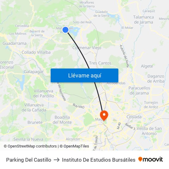 Parking Del Castillo to Instituto De Estudios Bursátiles map