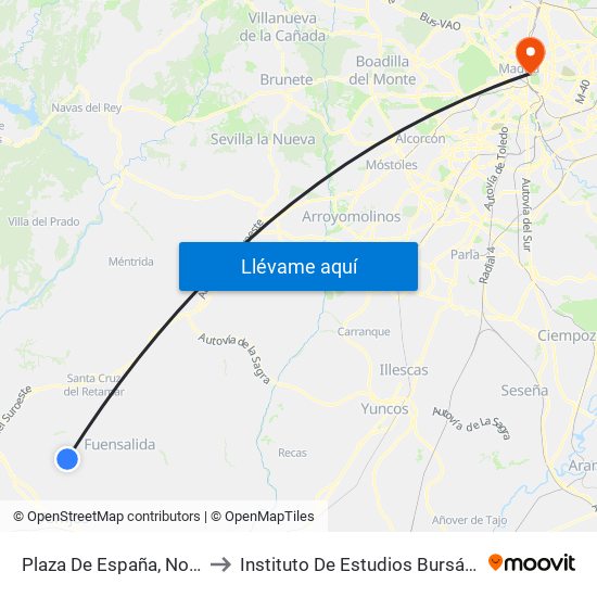 Plaza De España, Novés to Instituto De Estudios Bursátiles map