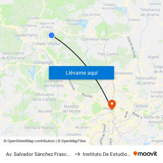 Av. Salvador Sánchez Frascuelo - Est. Buses to Instituto De Estudios Bursátiles map