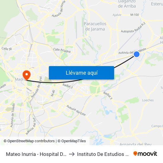 Mateo Inurria - Hospital De Torrejón to Instituto De Estudios Bursátiles map