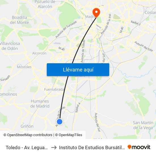 Toledo - Av. Leguario to Instituto De Estudios Bursátiles map