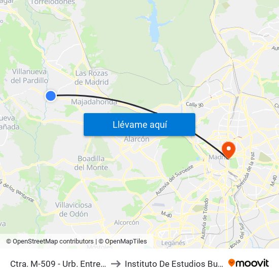 Ctra. M-509 - Urb. Entreálamos to Instituto De Estudios Bursátiles map