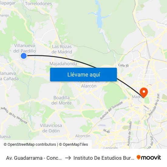 Av. Guadarrama - Concepción to Instituto De Estudios Bursátiles map