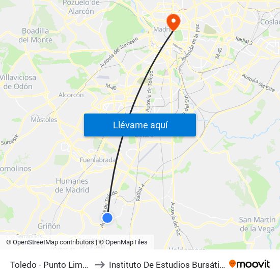 Toledo - Punto Limpio to Instituto De Estudios Bursátiles map