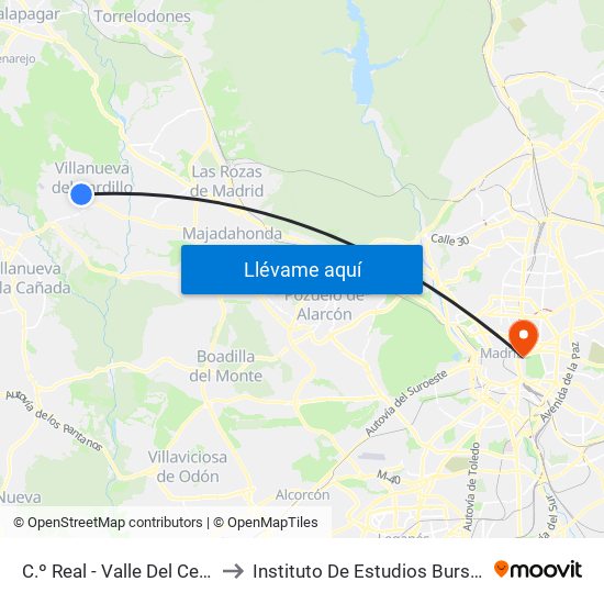C.º Real - Valle Del Cerrato to Instituto De Estudios Bursátiles map