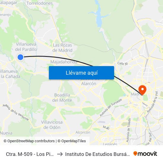 Ctra. M-509 - Los Pinos to Instituto De Estudios Bursátiles map