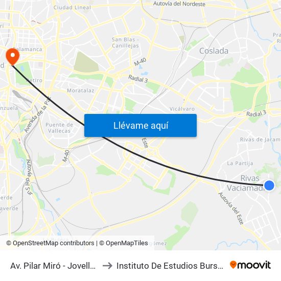 Av. Pilar Miró - Jovellanos to Instituto De Estudios Bursátiles map