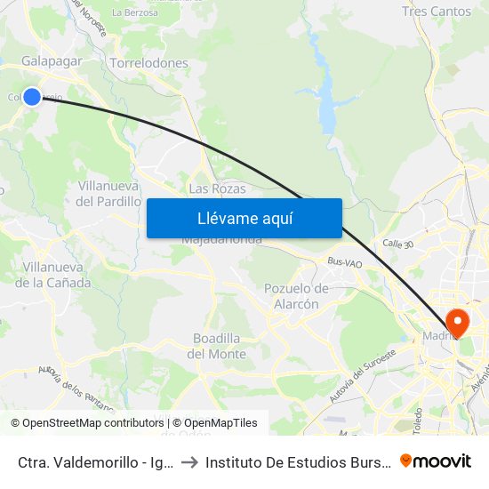 Ctra. Valdemorillo - Iglesia to Instituto De Estudios Bursátiles map