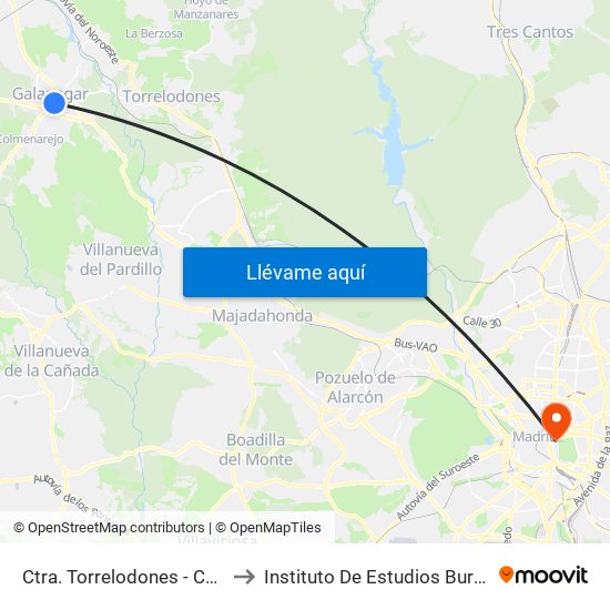 Ctra. Torrelodones - Cañuelo to Instituto De Estudios Bursátiles map