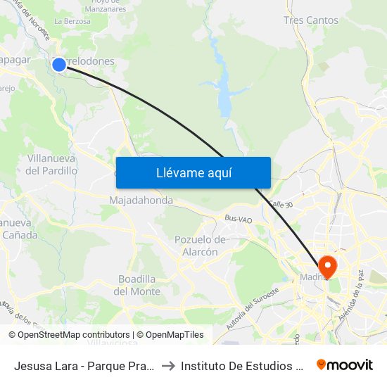 Jesusa Lara - Parque Pradogrande to Instituto De Estudios Bursátiles map