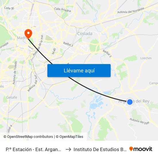 P.º Estación - Est. Arganda Del Rey to Instituto De Estudios Bursátiles map
