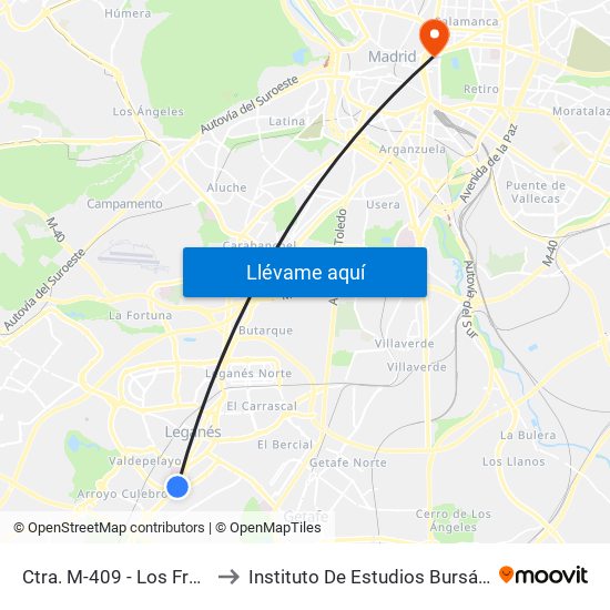 Ctra. M-409 - Los Frailes to Instituto De Estudios Bursátiles map