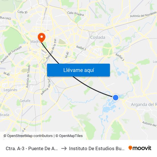 Ctra. A-3 - Puente De Arganda to Instituto De Estudios Bursátiles map