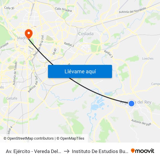 Av. Ejército - Vereda Del Melero to Instituto De Estudios Bursátiles map
