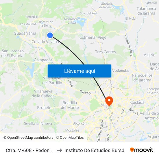 Ctra. M-608 - Redondillo to Instituto De Estudios Bursátiles map
