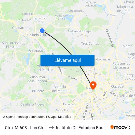 Ctra. M-608 - Los Chopos to Instituto De Estudios Bursátiles map