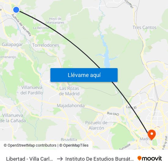 Libertad - Villa Carlota to Instituto De Estudios Bursátiles map