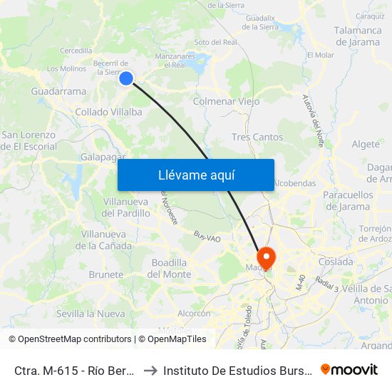 Ctra. M-615 - Río Berrocal to Instituto De Estudios Bursátiles map