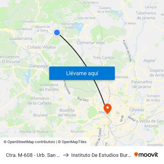 Ctra. M-608 - Urb. San Muriel to Instituto De Estudios Bursátiles map