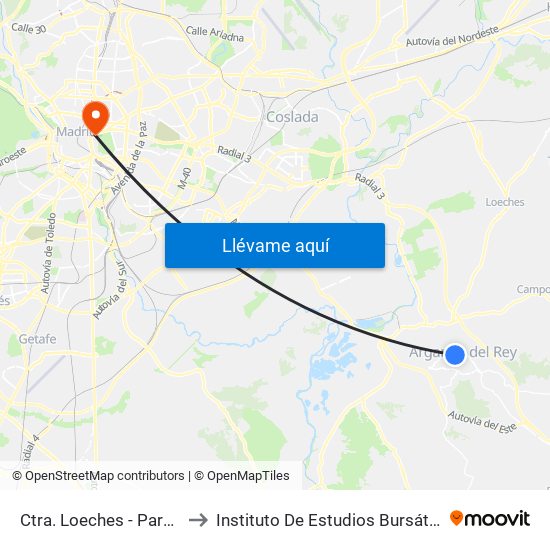Ctra. Loeches - Parque to Instituto De Estudios Bursátiles map